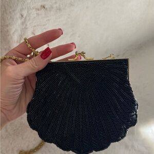 Elegant Black Beaded Clutch